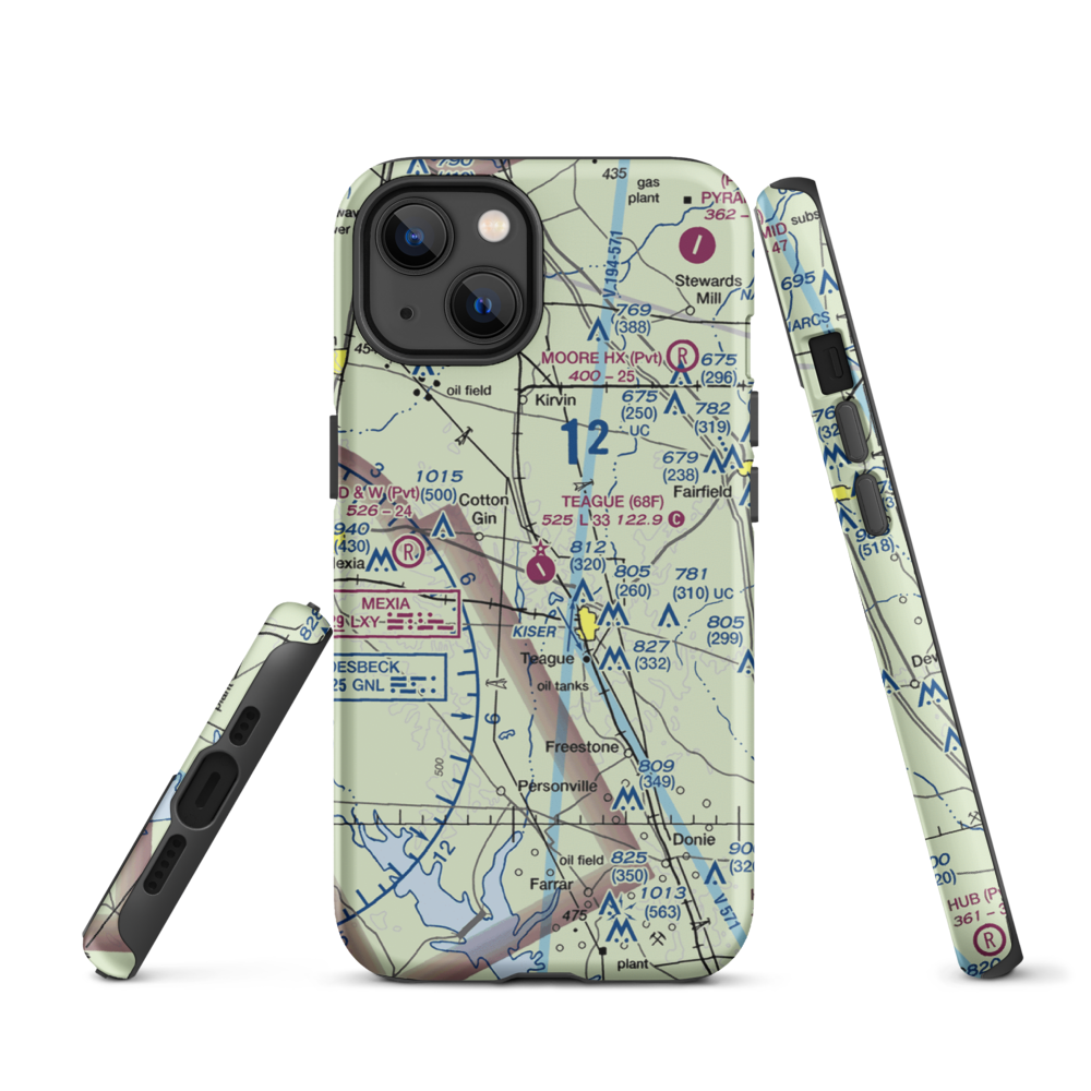 Teague Municipal Airport (68F) VFR Sectional  Tough iPhone Case iPhone 13 model shown