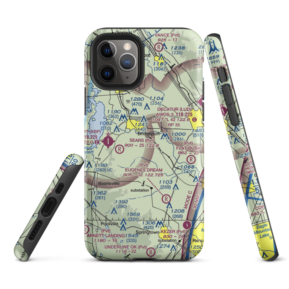 Teate Field (4XS2) VFR Sectional  Tough iPhone Case iPhone 11 Pro model shown