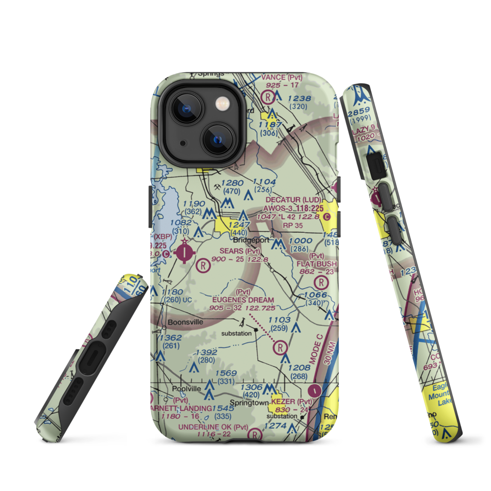 Teate Field (4XS2) VFR Sectional  Tough iPhone Case iPhone 14 model shown