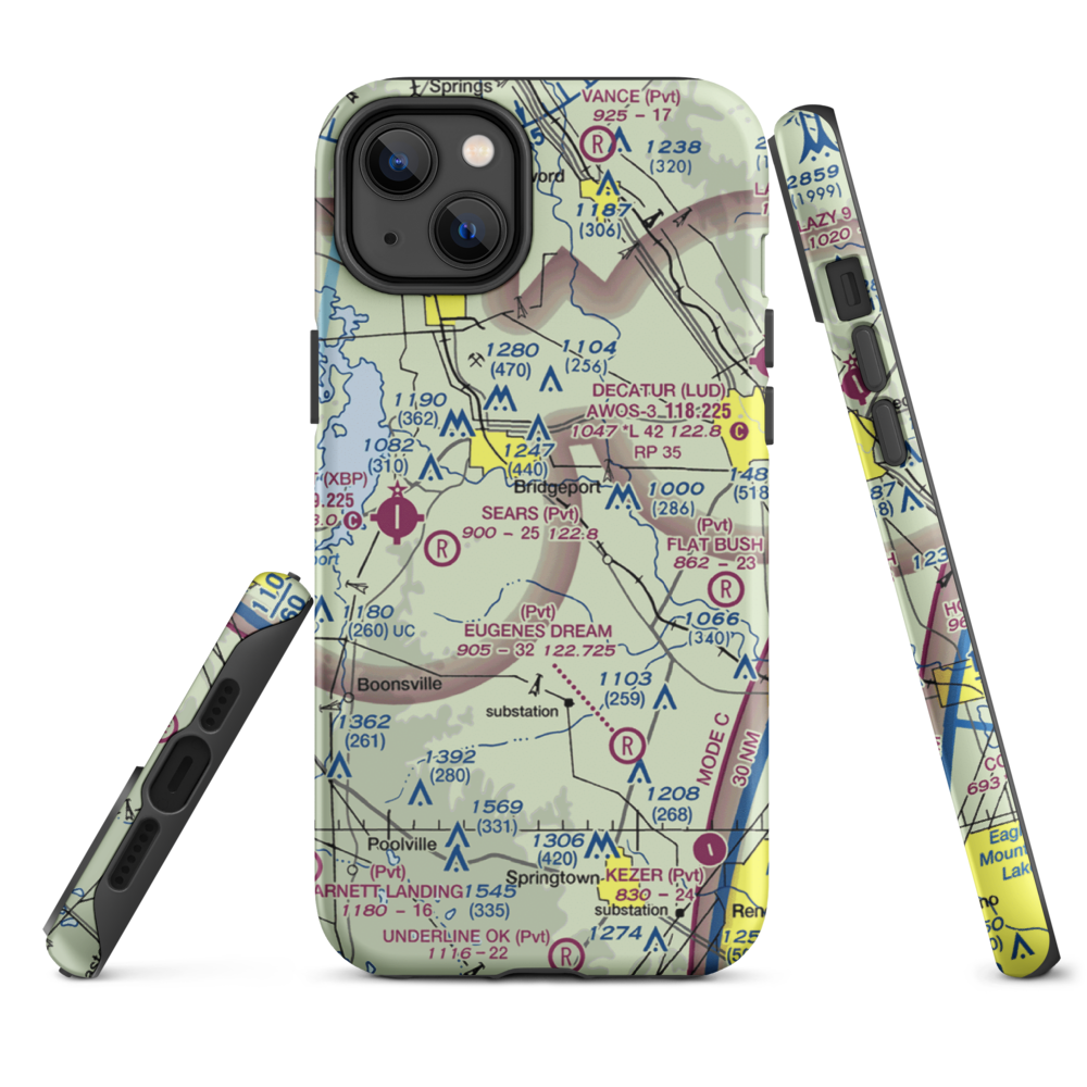 Teate Field (4XS2) VFR Sectional  Tough iPhone Case iPhone 14 Plus model shown