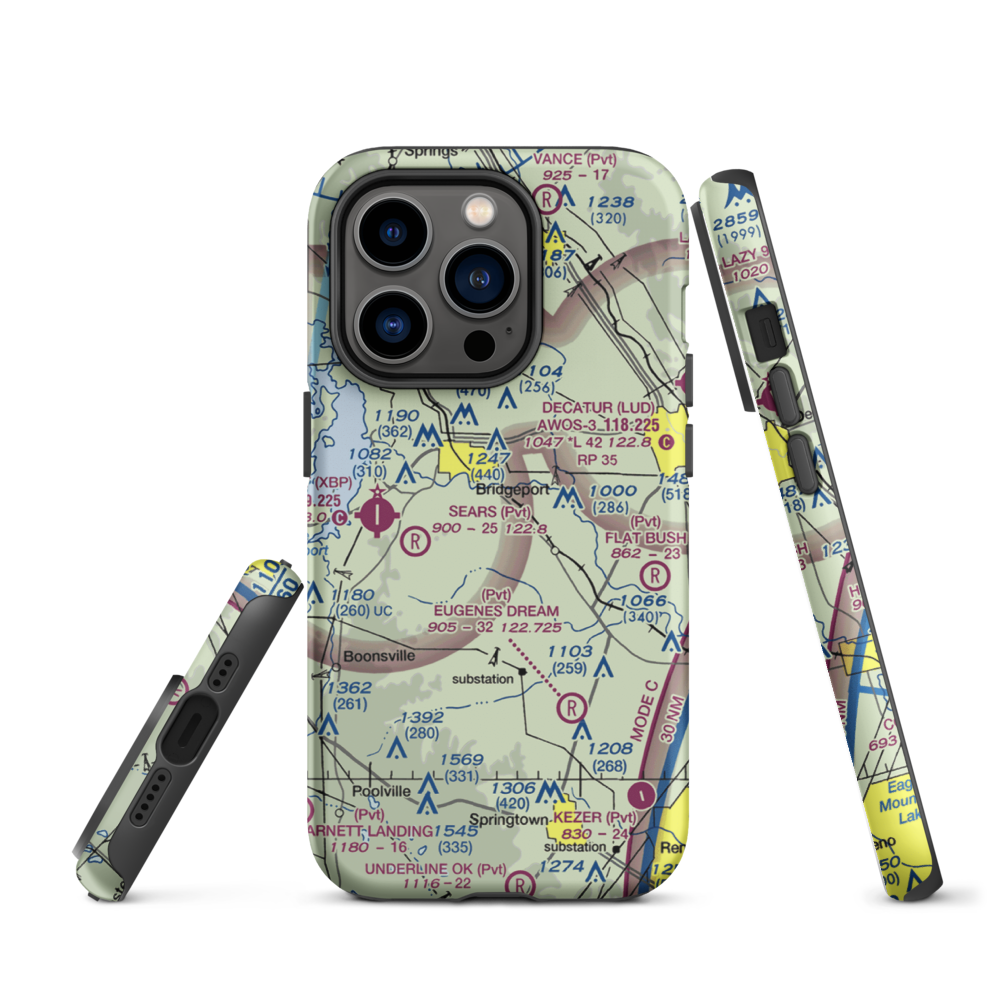 Teate Field (4XS2) VFR Sectional  Tough iPhone Case iPhone 14 Pro model shown