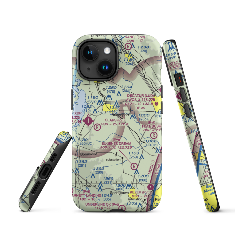 Teate Field (4XS2) VFR Sectional  Tough iPhone Case iPhone 15 model shown