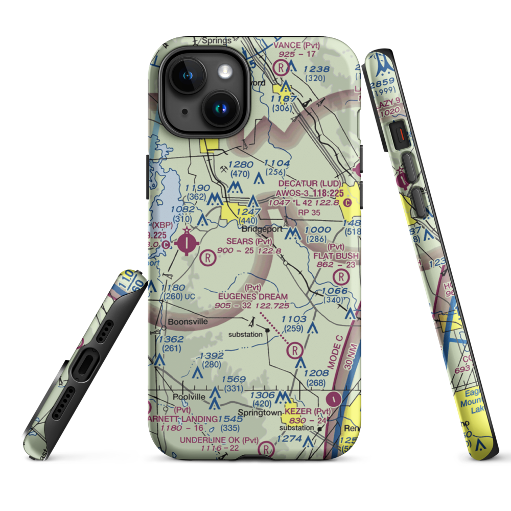Teate Field (4XS2) VFR Sectional  Tough iPhone Case iPhone 15 Plus model shown