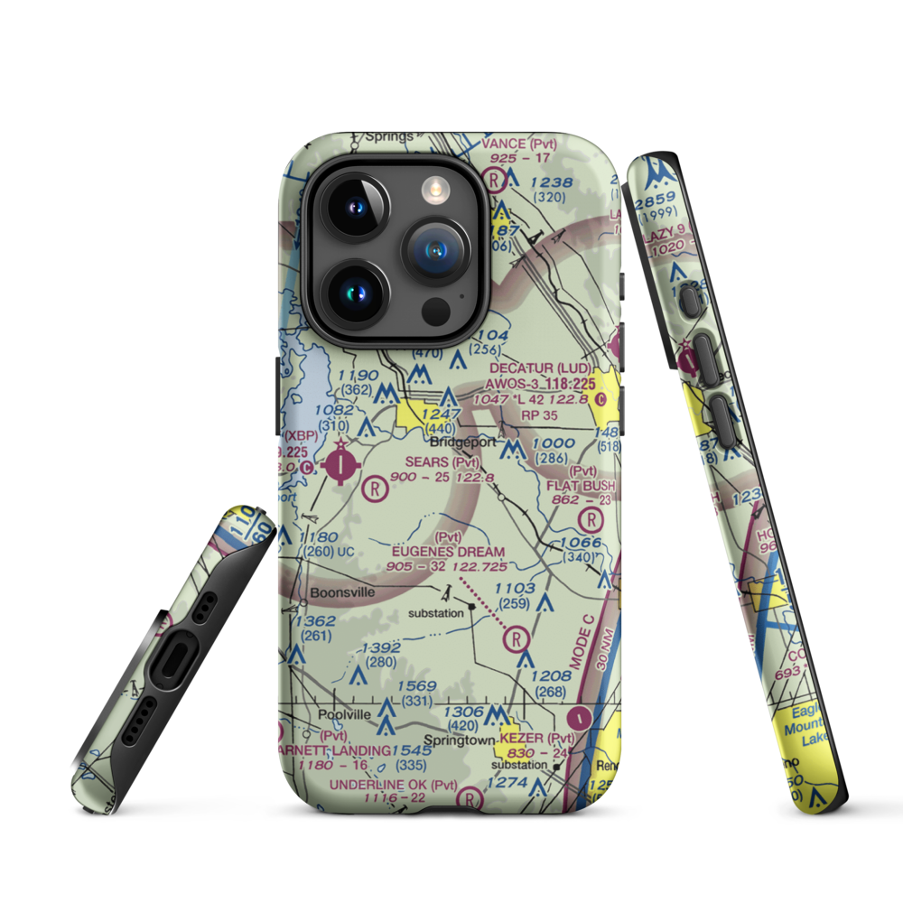 Teate Field (4XS2) VFR Sectional  Tough iPhone Case iPhone 15 Pro model shown