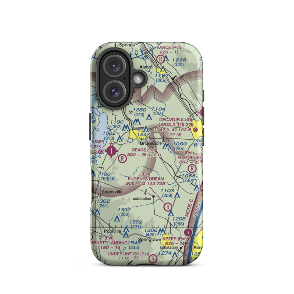 Teate Field (4XS2) VFR Sectional  Tough iPhone Case iPhone 16 model shown