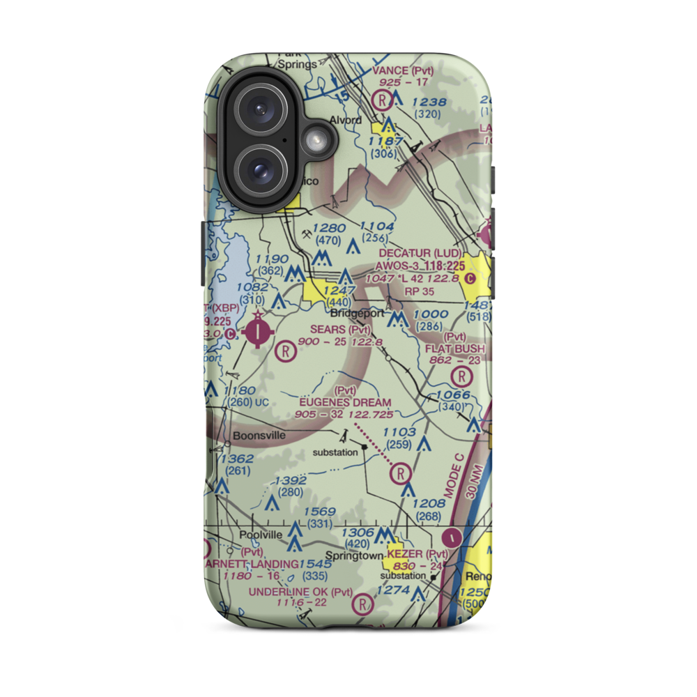 Teate Field (4XS2) VFR Sectional  Tough iPhone Case iPhone 16 Plus model shown