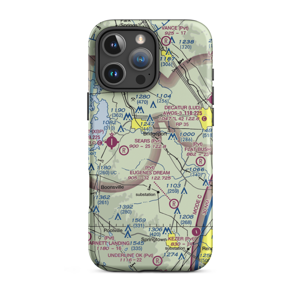 Teate Field (4XS2) VFR Sectional  Tough iPhone Case iPhone 16 Pro Max model shown