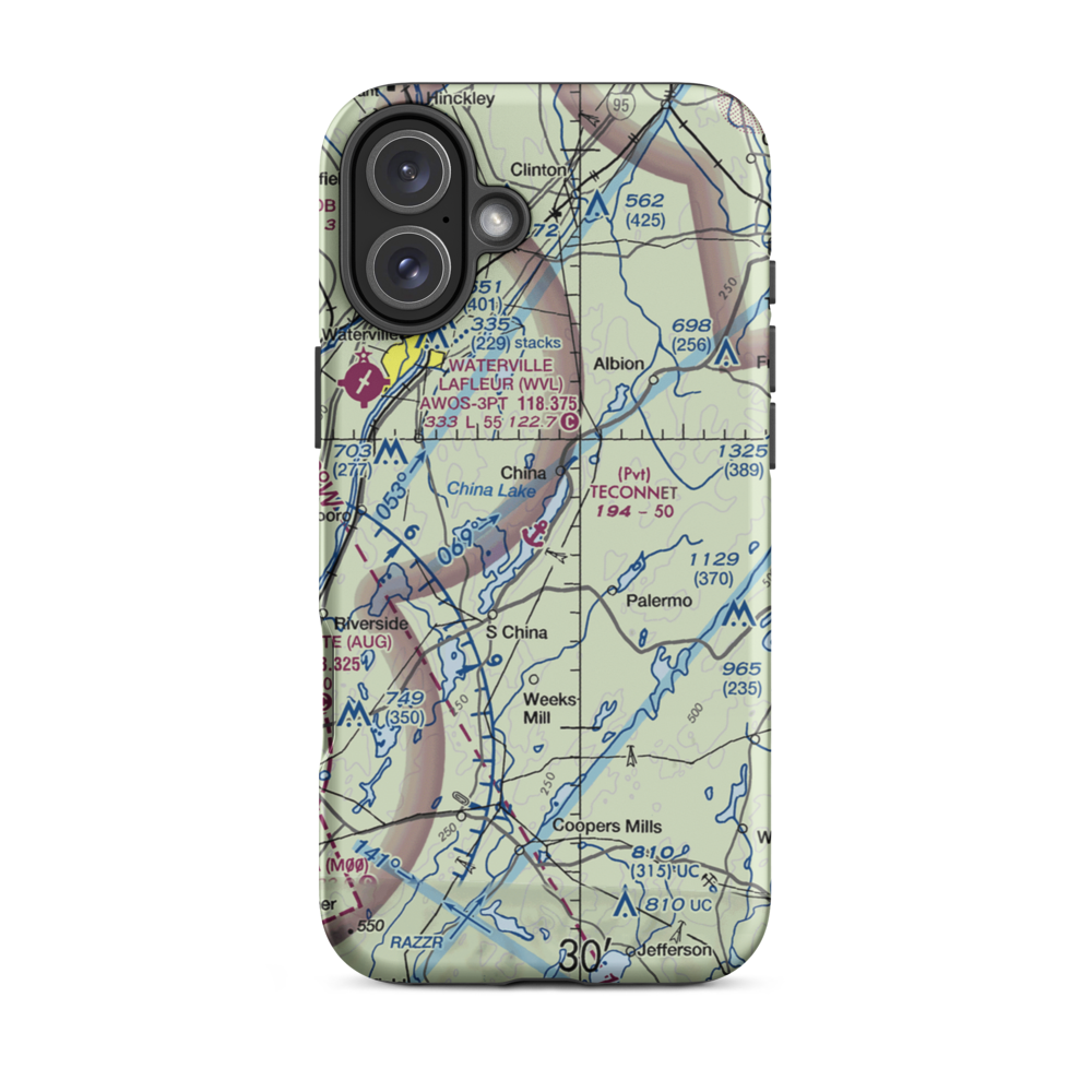 Teconnet Seaplane Base (29ME) VFR Sectional  Tough iPhone Case iPhone 16 Plus model shown