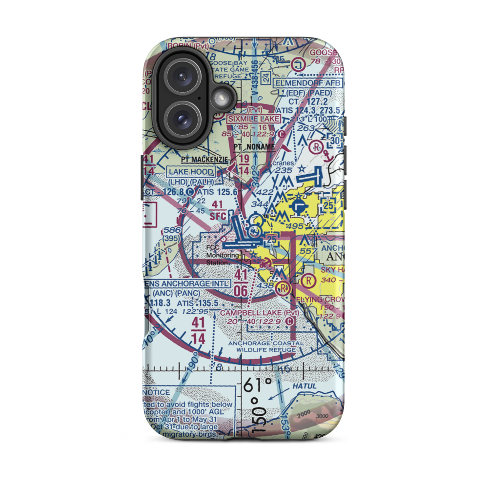 Ted Stevens Anchorage International Airport (ANC) VFR Sectional  Tough iPhone Case iPhone 16 Plus model shown
