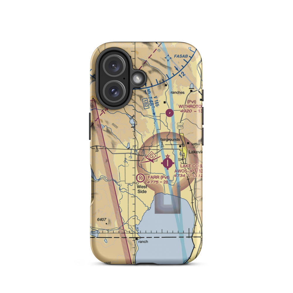 Teed's Airport (OG17) VFR Sectional  Tough iPhone Case iPhone 16 model shown