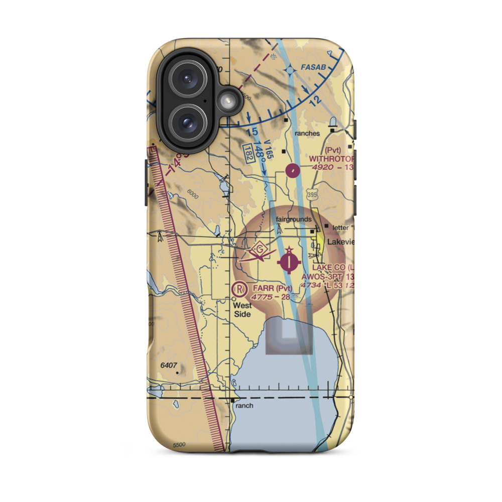 Teed's Airport (OG17) VFR Sectional  Tough iPhone Case iPhone 16 Plus model shown