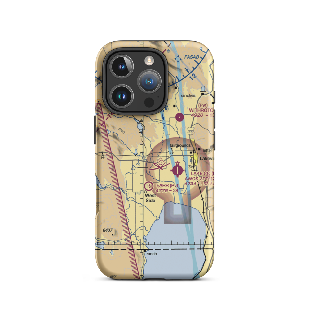 Teed's Airport (OG17) VFR Sectional  Tough iPhone Case iPhone 16 Pro model shown