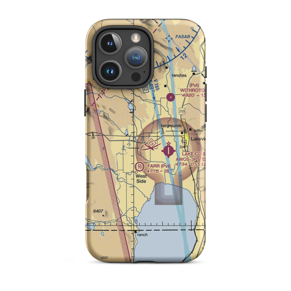Teed's Airport (OG17) VFR Sectional  Tough iPhone Case iPhone 16 Pro Max model shown