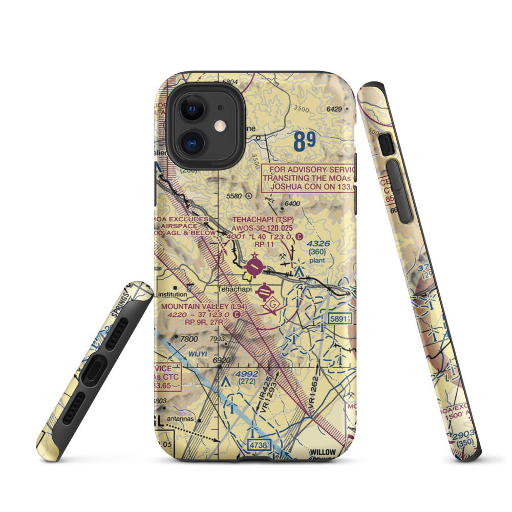 Tehachapi Municipal Airport (TSP) VFR Sectional  Tough iPhone Case iPhone 11 model shown