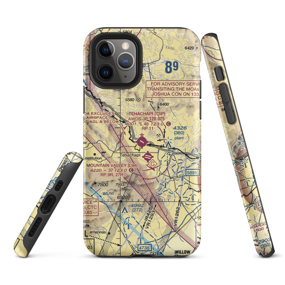 Tehachapi Municipal Airport (TSP) VFR Sectional  Tough iPhone Case iPhone 11 Pro model shown