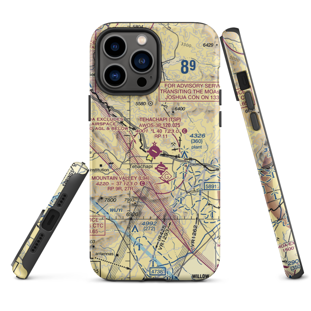 Tehachapi Municipal Airport (TSP) VFR Sectional  Tough iPhone Case iPhone 13 Pro Max model shown
