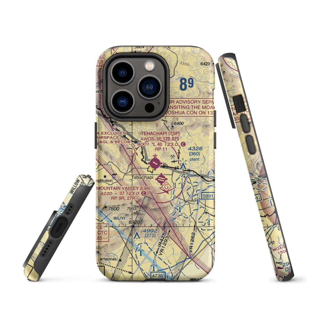 Tehachapi Municipal Airport (TSP) VFR Sectional  Tough iPhone Case iPhone 14 Pro model shown