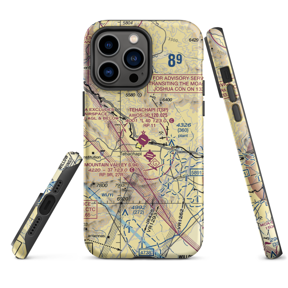 Tehachapi Municipal Airport (TSP) VFR Sectional  Tough iPhone Case iPhone 14 Pro Max model shown