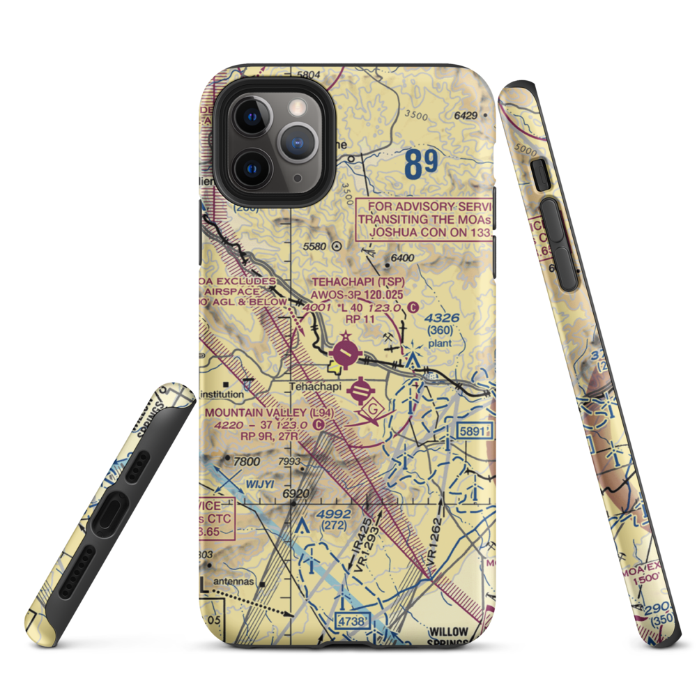 Tehachapi Municipal Airport (TSP) VFR Sectional  Tough iPhone Case iPhone 11 Pro Max model shown
