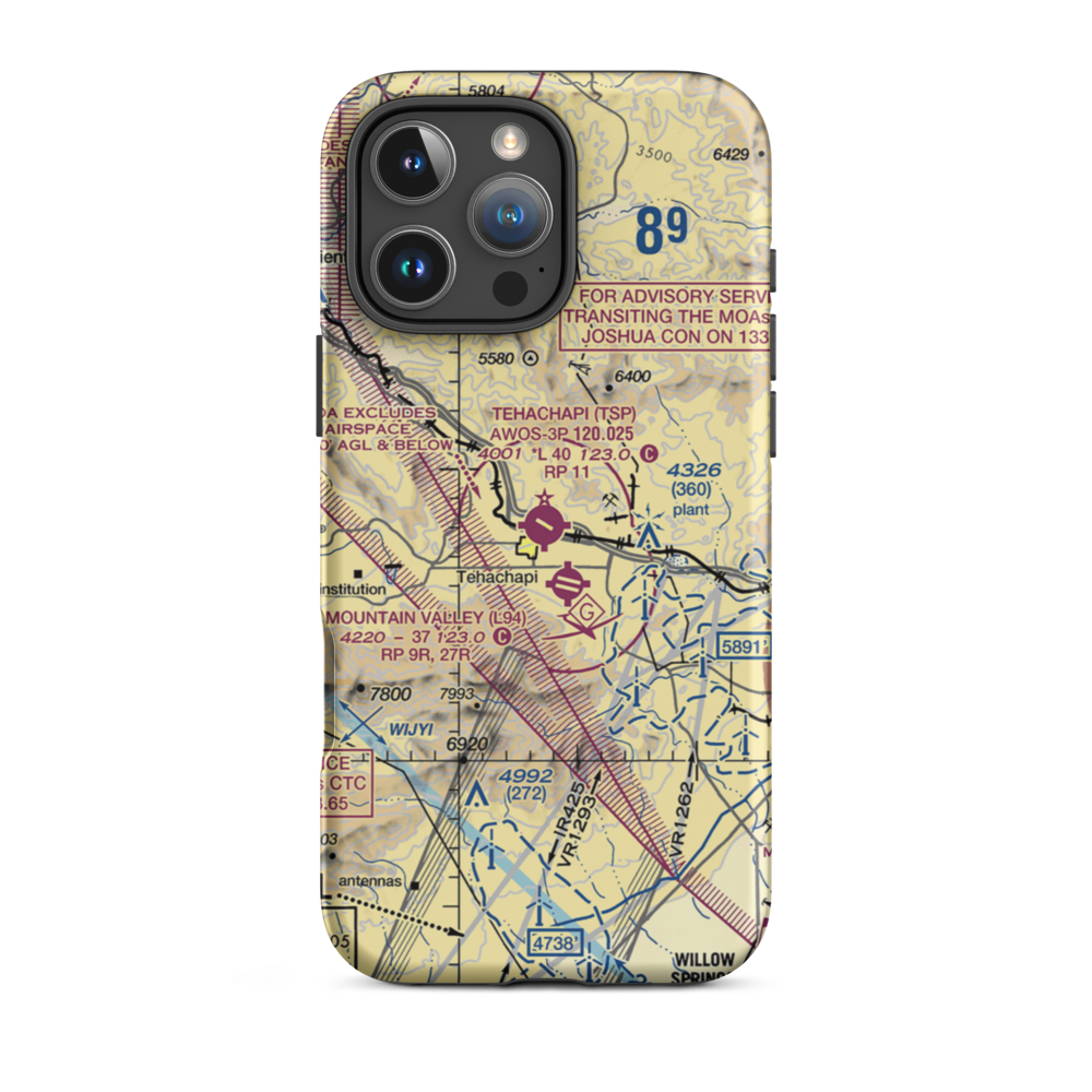 Tehachapi Municipal Airport (TSP) VFR Sectional  Tough iPhone Case iPhone 16 Pro Max model shown