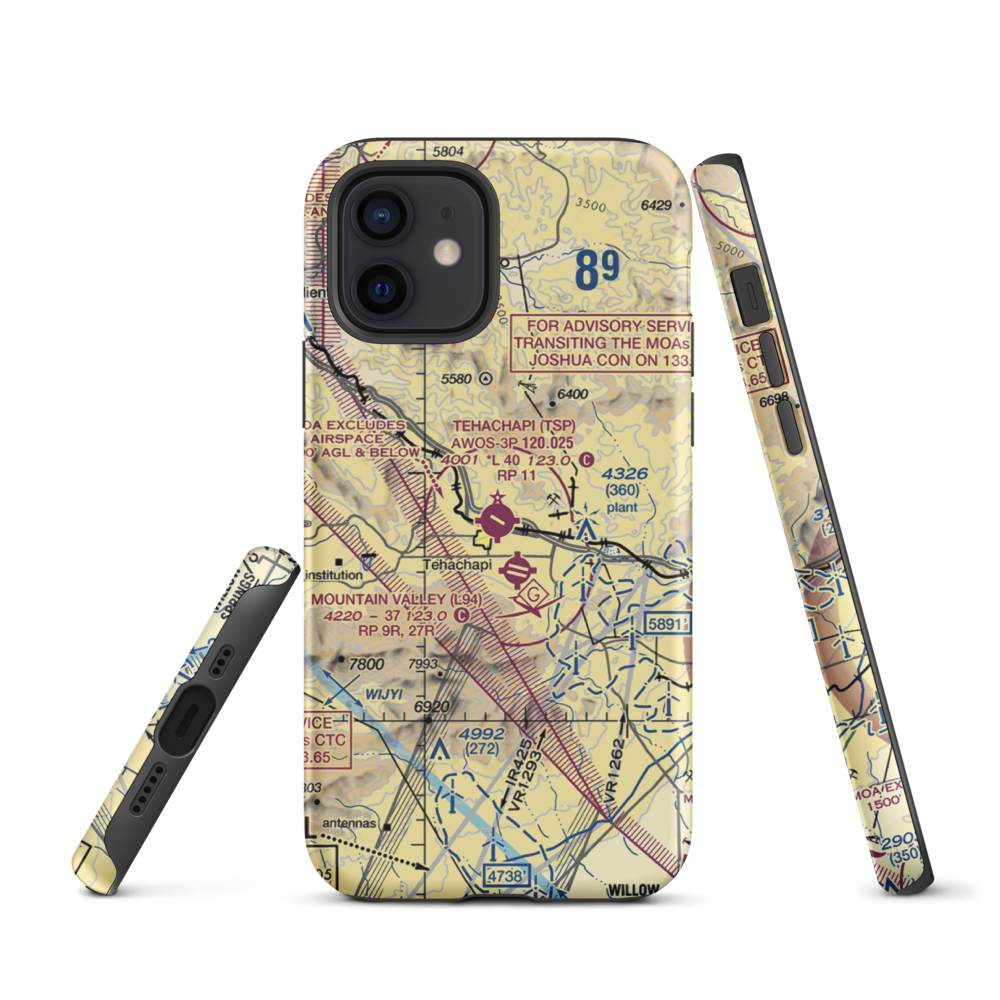 Tehachapi Municipal Airport (TSP) VFR Sectional  Tough iPhone Case iPhone 12 model shown
