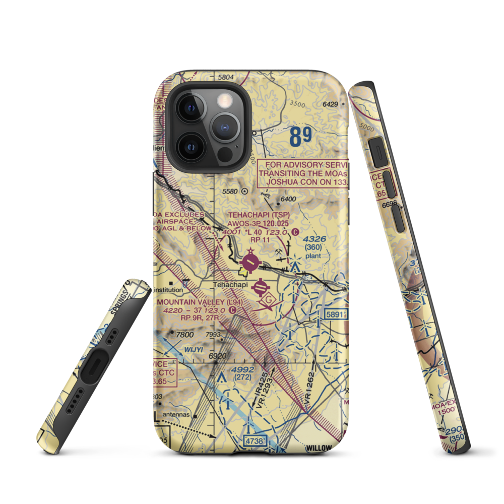 Tehachapi Municipal Airport (TSP) VFR Sectional  Tough iPhone Case iPhone 12 Pro model shown