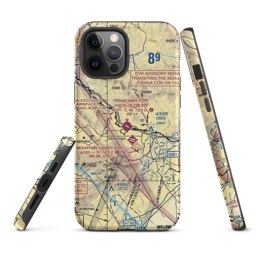 Tehachapi Municipal Airport (TSP) VFR Sectional  Tough iPhone Case iPhone 12 Pro Max model shown