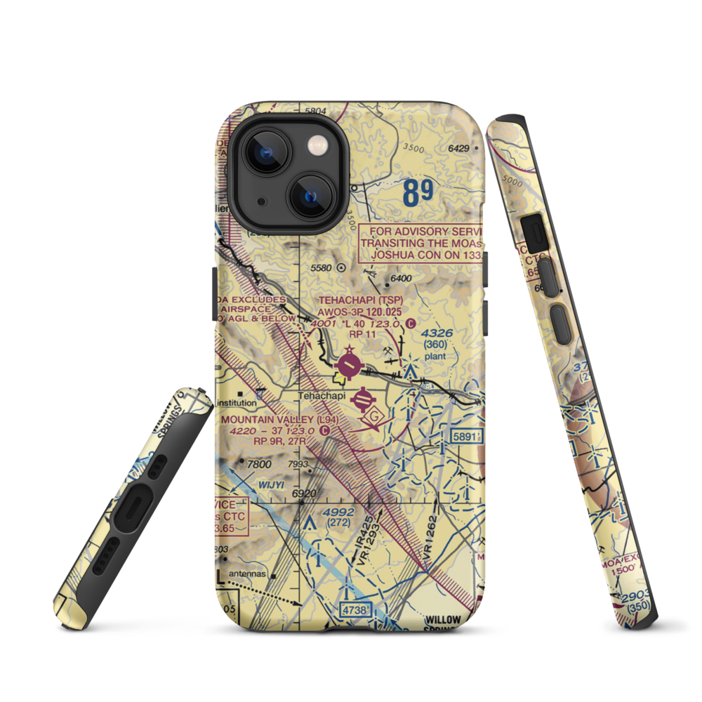 Tehachapi Municipal Airport (TSP) VFR Sectional  Tough iPhone Case iPhone 13 model shown