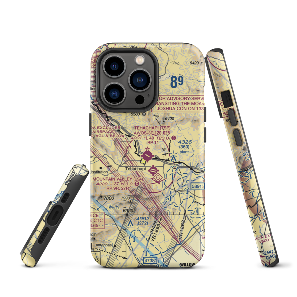 Tehachapi Municipal Airport (TSP) VFR Sectional  Tough iPhone Case iPhone 13 Pro model shown