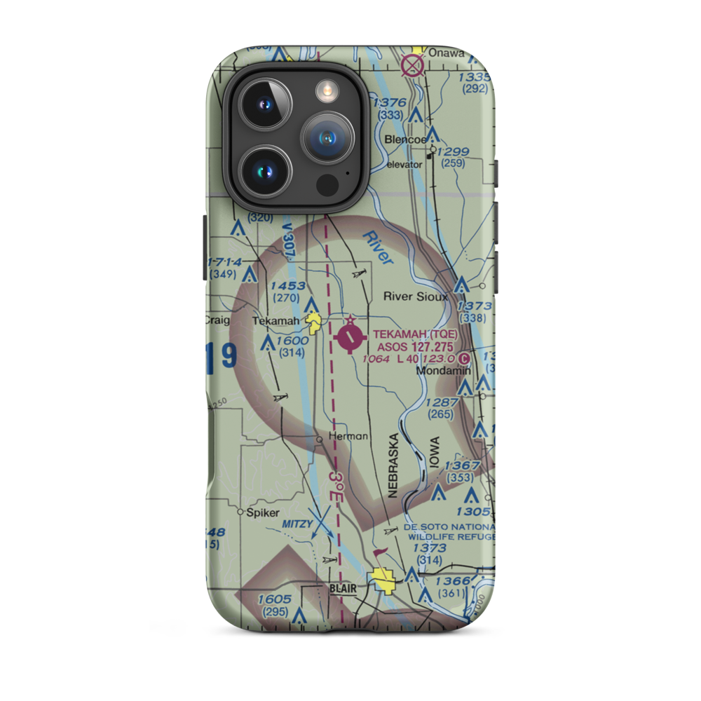 Tekamah Municipal Airport (TQE) VFR Sectional  Tough iPhone Case iPhone 16 Pro Max model shown