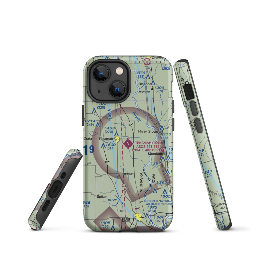 Tekamah Municipal Airport (TQE) VFR Sectional  Tough iPhone Case iPhone 13 mini model shown