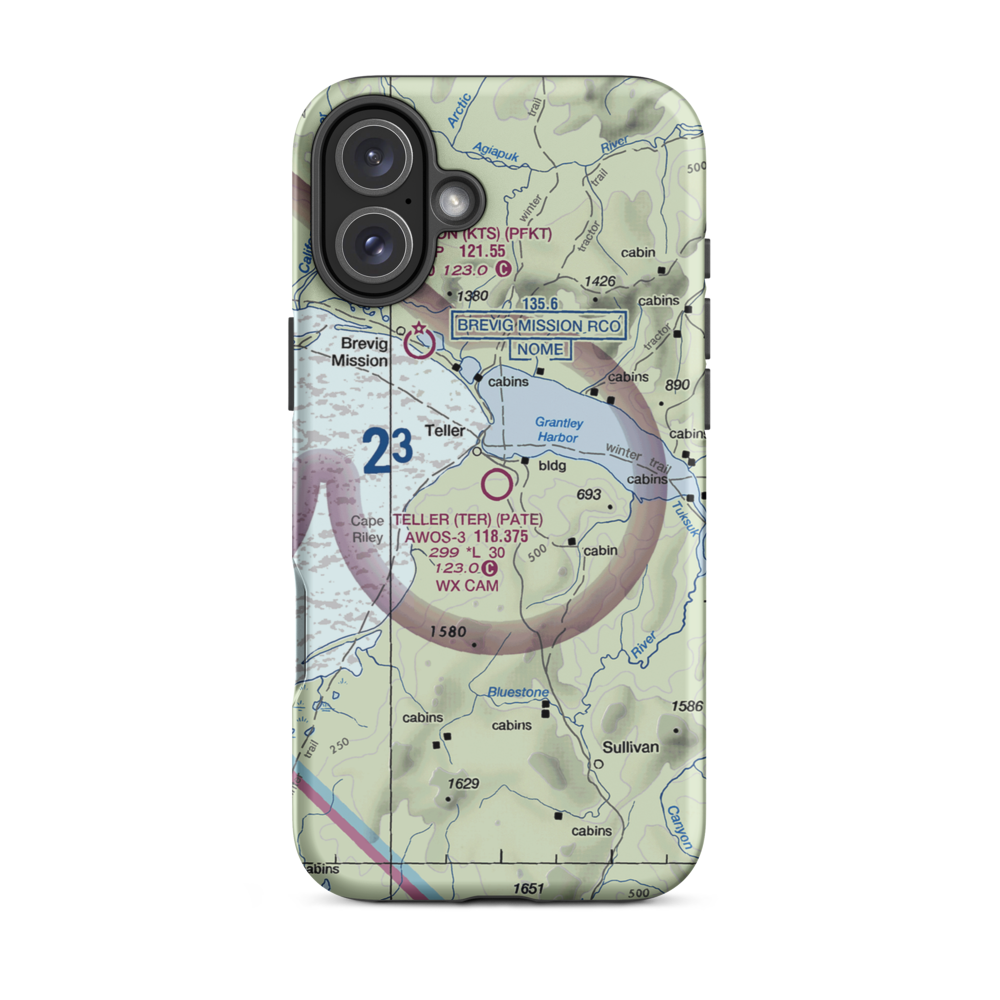 Teller Airport (TER) VFR Sectional  Tough iPhone Case iPhone 16 Plus model shown