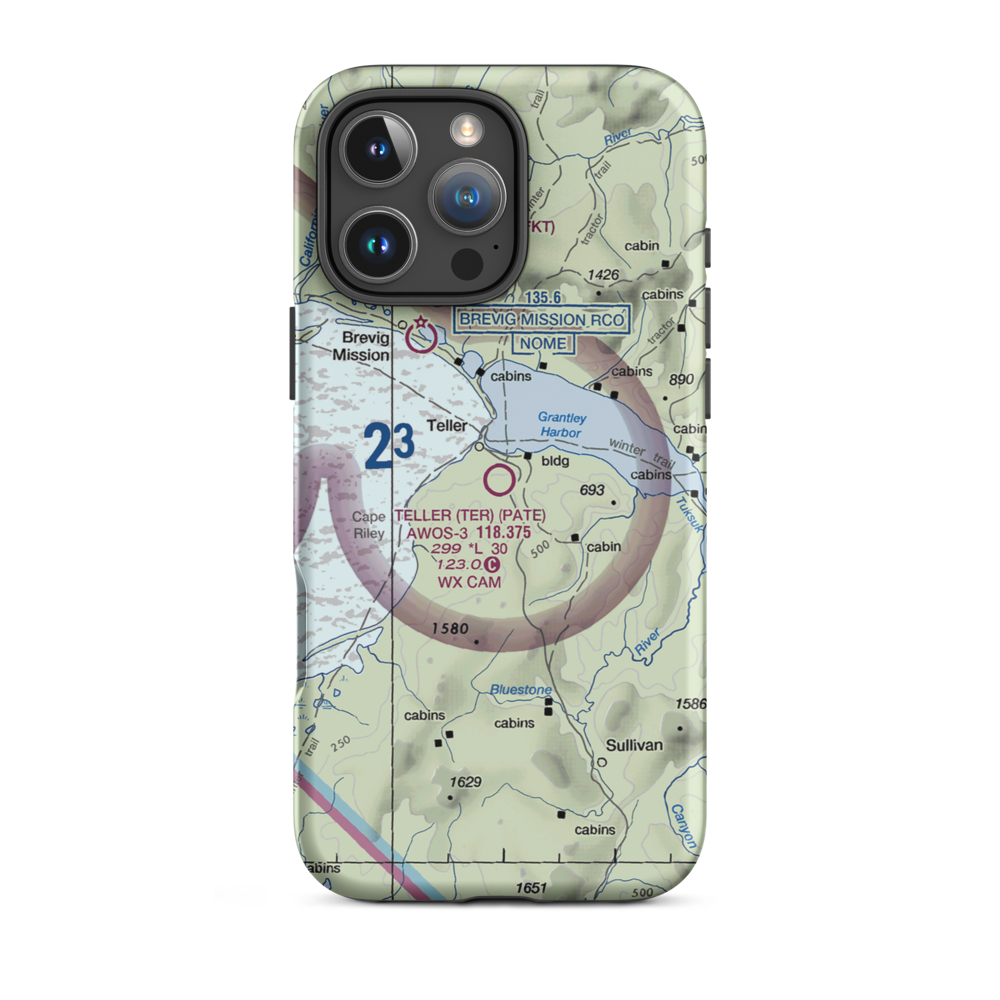 Teller Airport (TER) VFR Sectional  Tough iPhone Case iPhone 16 Pro Max model shown