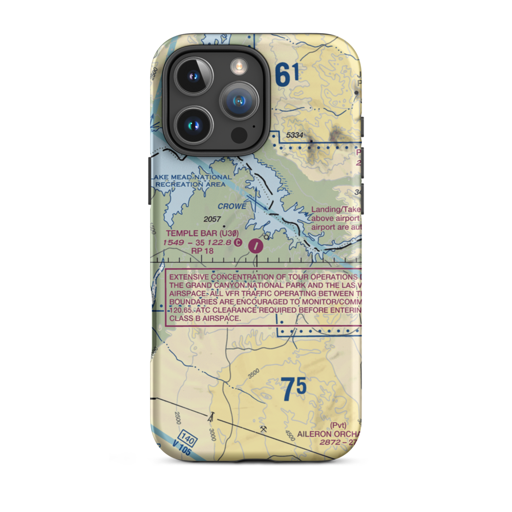 Temple Bar Airport (U30) VFR Sectional  Tough iPhone Case iPhone 16 Pro Max model shown
