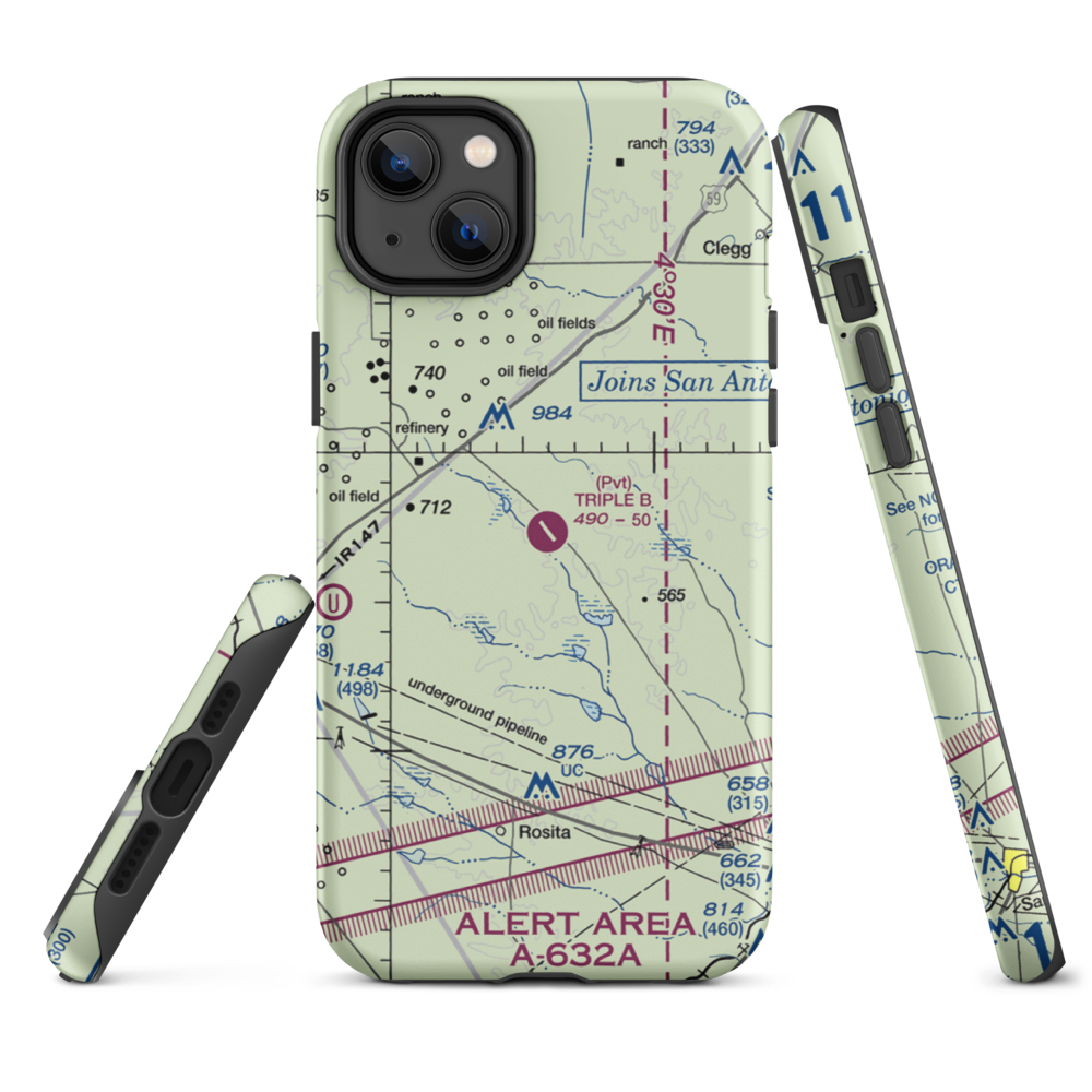 Temple Ranch Airport (42XS) VFR Sectional  Tough iPhone Case iPhone 14 Plus model shown