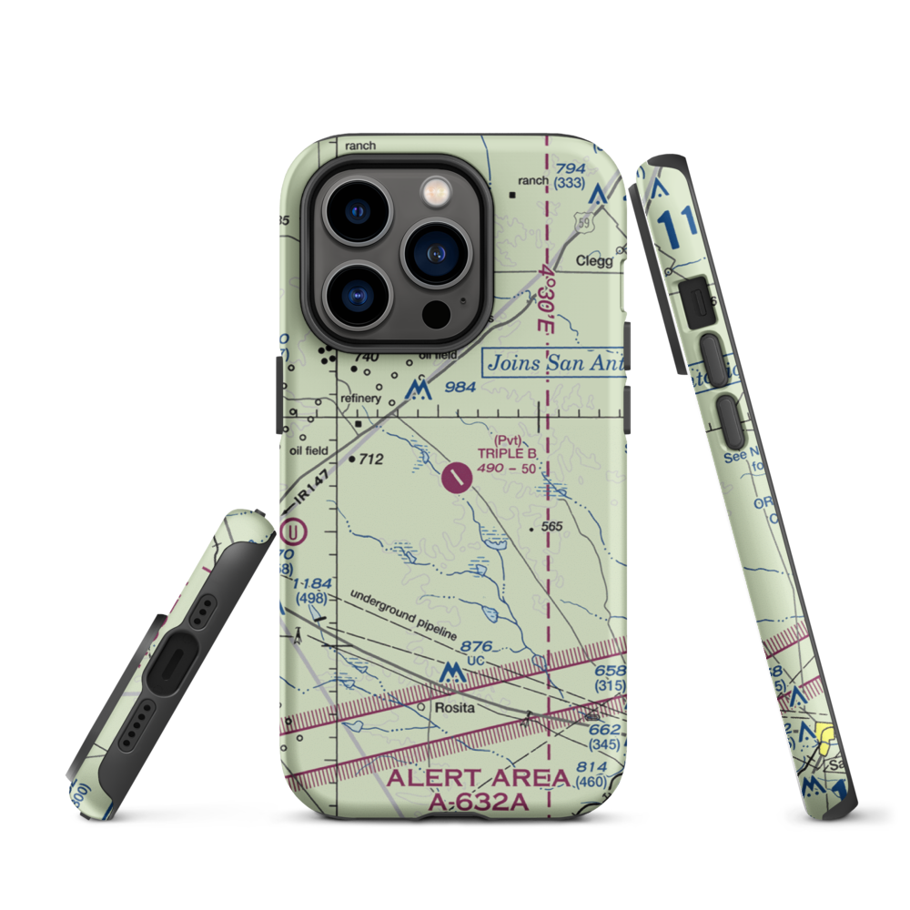 Temple Ranch Airport (42XS) VFR Sectional  Tough iPhone Case iPhone 14 Pro model shown