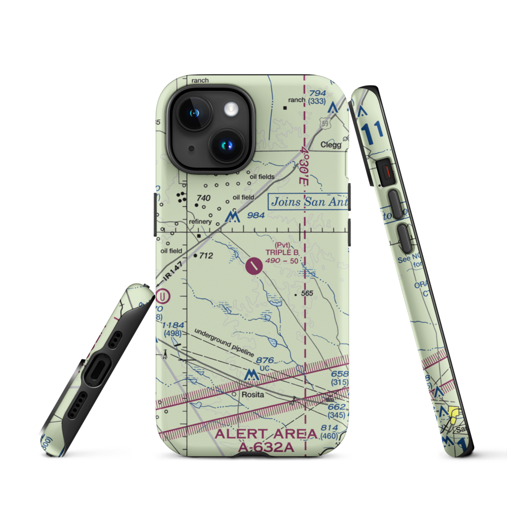Temple Ranch Airport (42XS) VFR Sectional  Tough iPhone Case iPhone 15 model shown