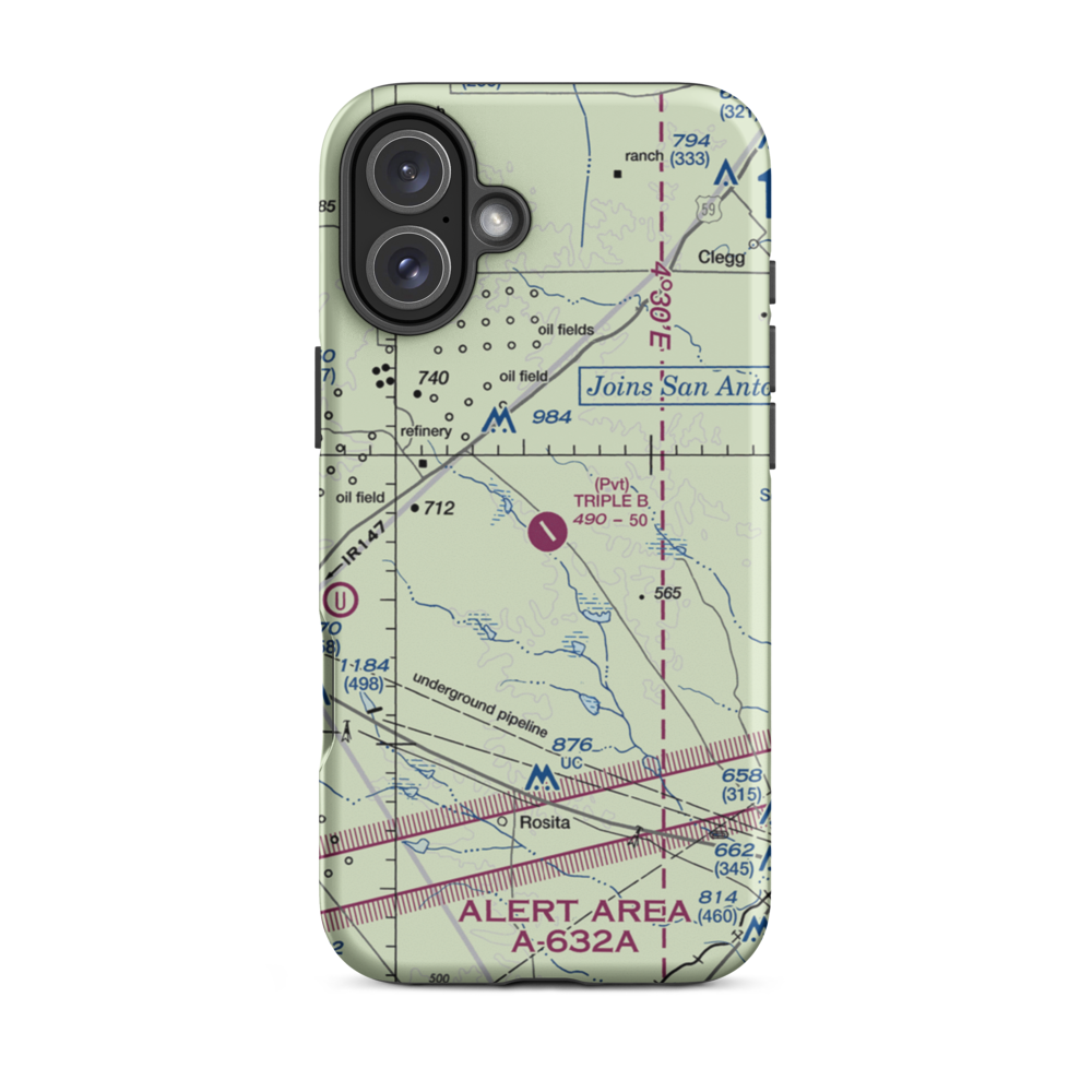 Temple Ranch Airport (42XS) VFR Sectional  Tough iPhone Case iPhone 16 Plus model shown