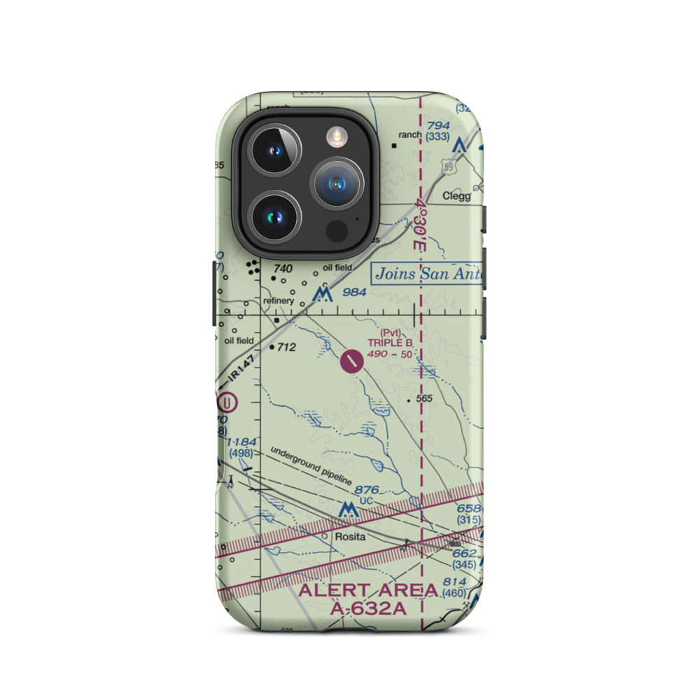 Temple Ranch Airport (42XS) VFR Sectional  Tough iPhone Case iPhone 16 Pro model shown