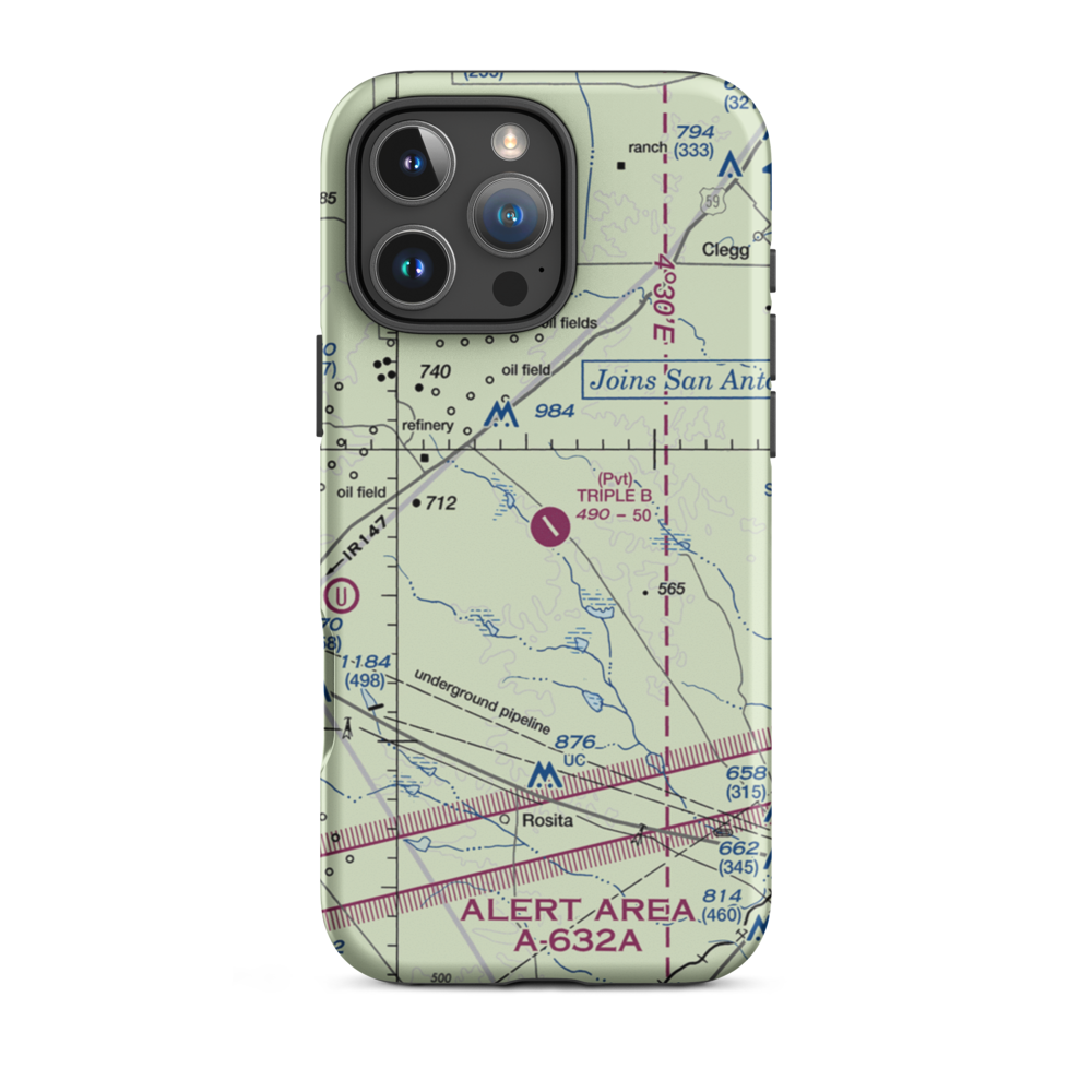 Temple Ranch Airport (42XS) VFR Sectional  Tough iPhone Case iPhone 16 Pro Max model shown