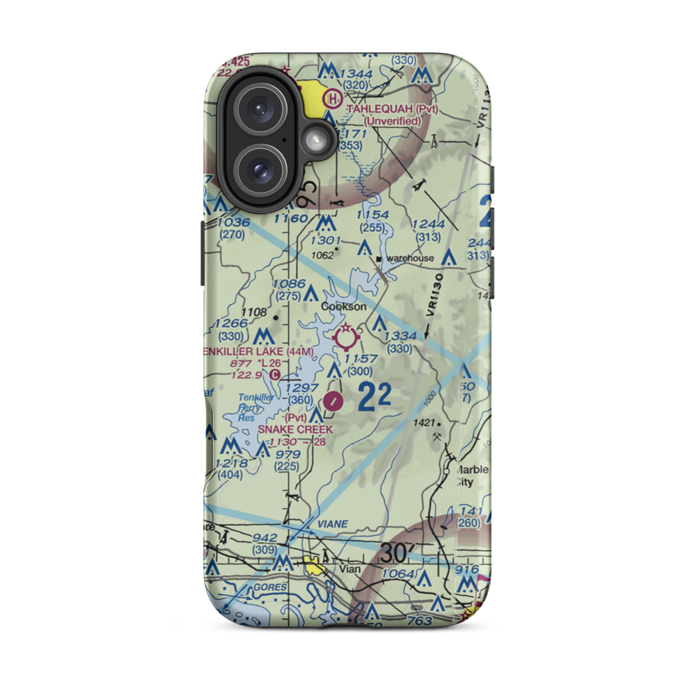 Tenkiller Lake Airpark (44M) VFR Sectional  Tough iPhone Case iPhone 16 Plus model shown