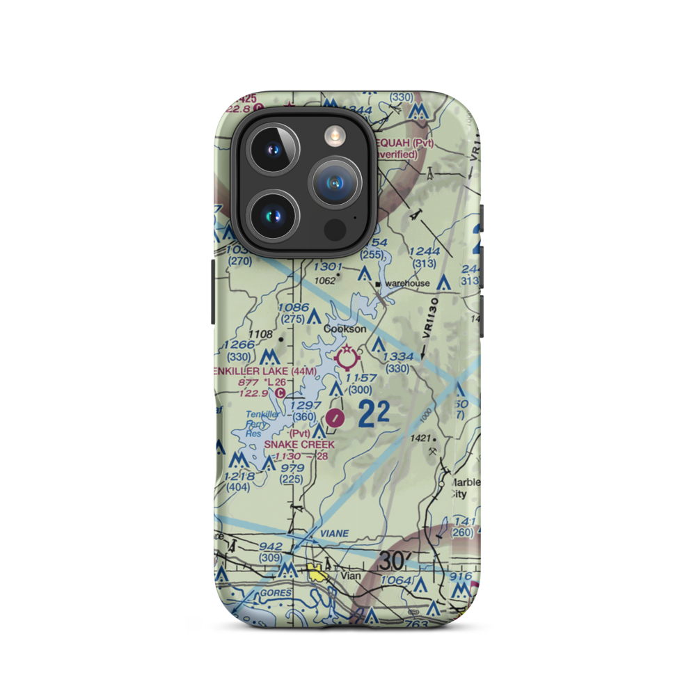 Tenkiller Lake Airpark (44M) VFR Sectional  Tough iPhone Case iPhone 16 Pro model shown