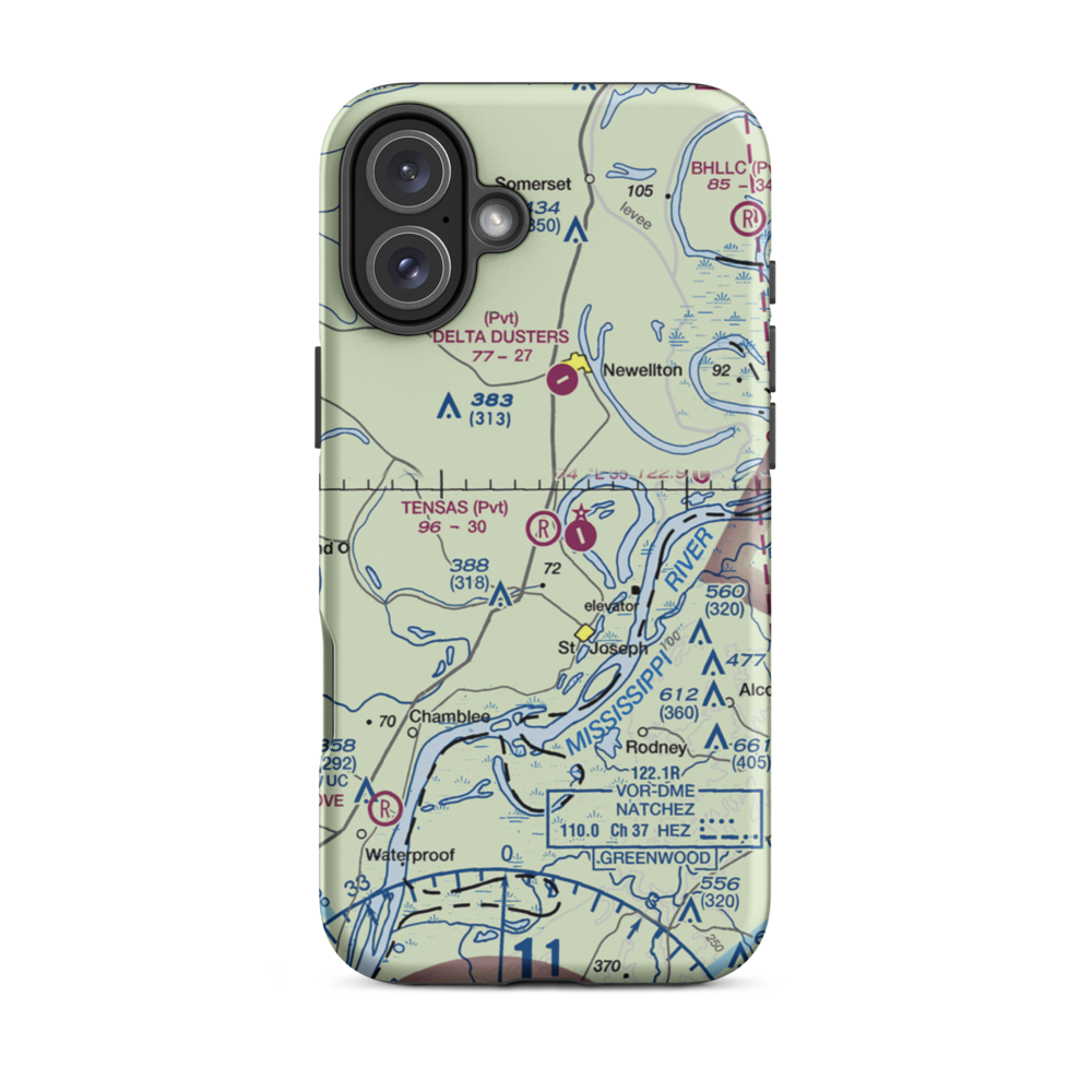 Tensas Flying Service Airport (LA53) VFR Sectional  Tough iPhone Case iPhone 16 Plus model shown