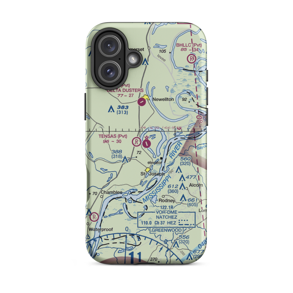 Tensas Parish Airport (L33) VFR Sectional  Tough iPhone Case iPhone 16 Plus model shown