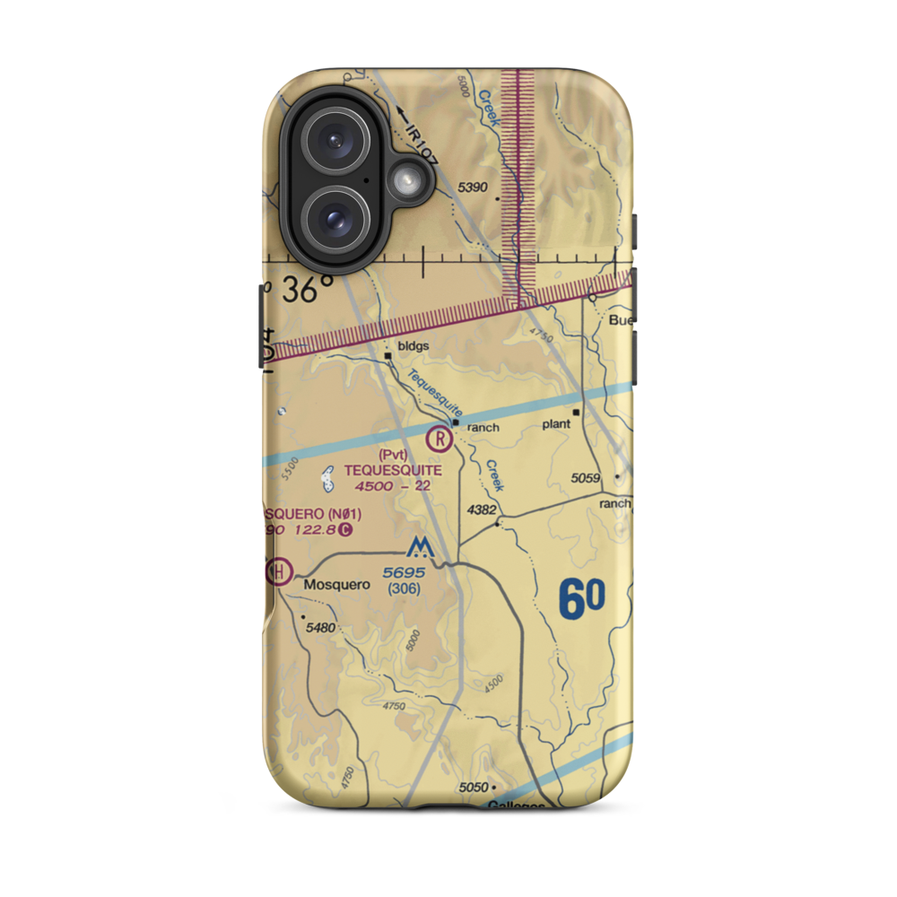 Tequesquite Ranch Airport (NM10) VFR Sectional  Tough iPhone Case iPhone 16 Plus model shown