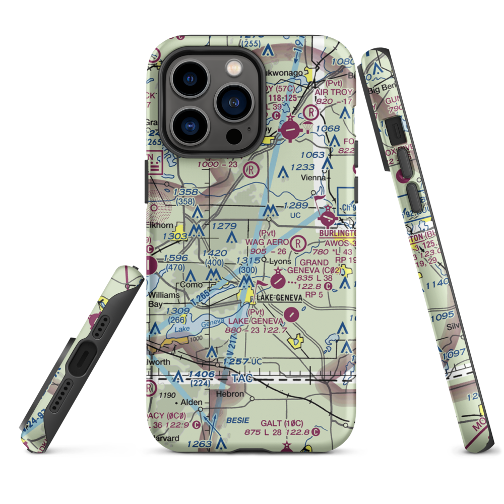 Terhark Airport (86WI) VFR Sectional  Tough iPhone Case iPhone 14 Pro Max model shown