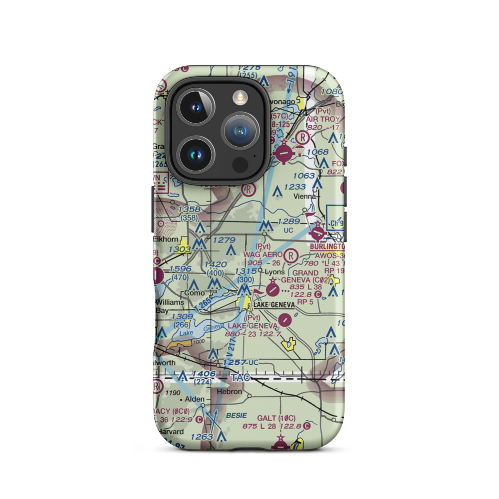 Terhark Airport (86WI) VFR Sectional  Tough iPhone Case iPhone 16 Pro model shown