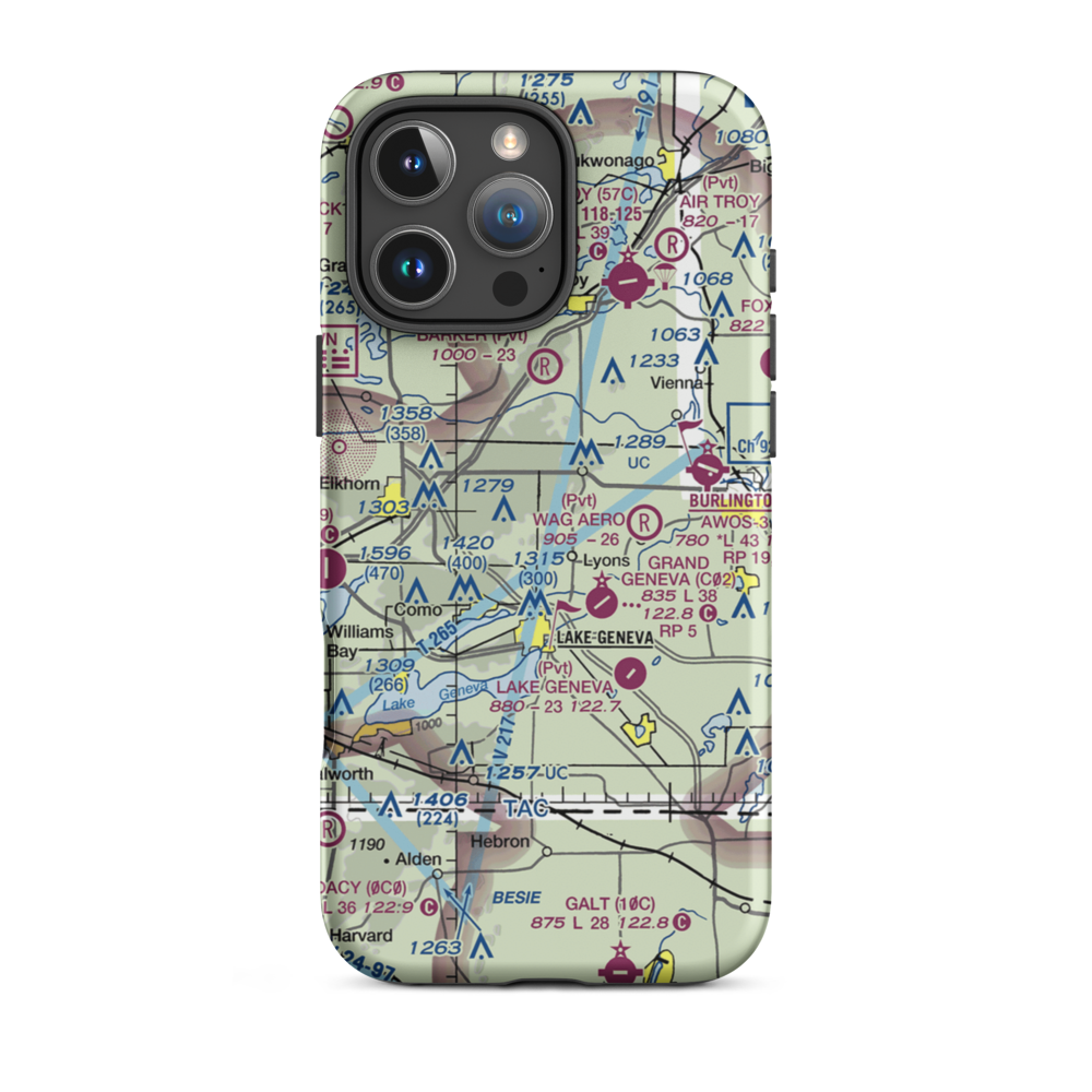 Terhark Airport (86WI) VFR Sectional  Tough iPhone Case iPhone 16 Pro Max model shown
