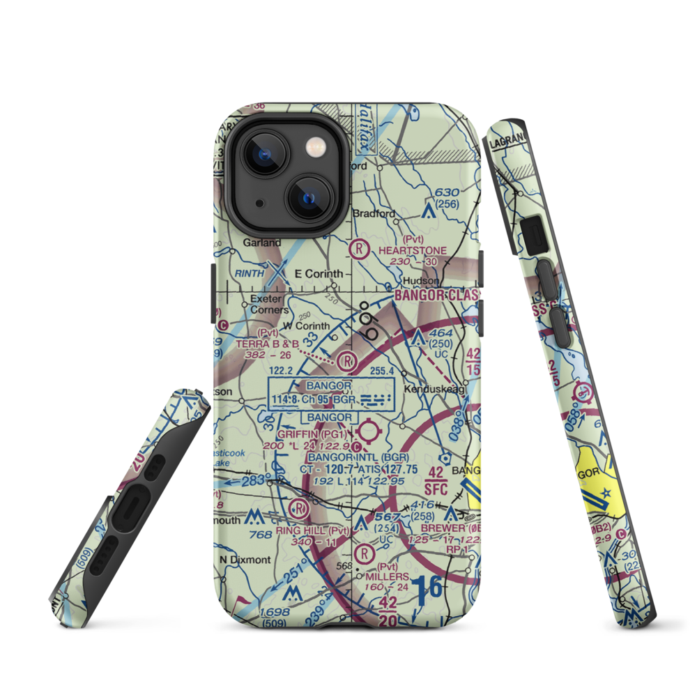 Terra B & B Airport (ME35) VFR Sectional  Tough iPhone Case iPhone 14 model shown
