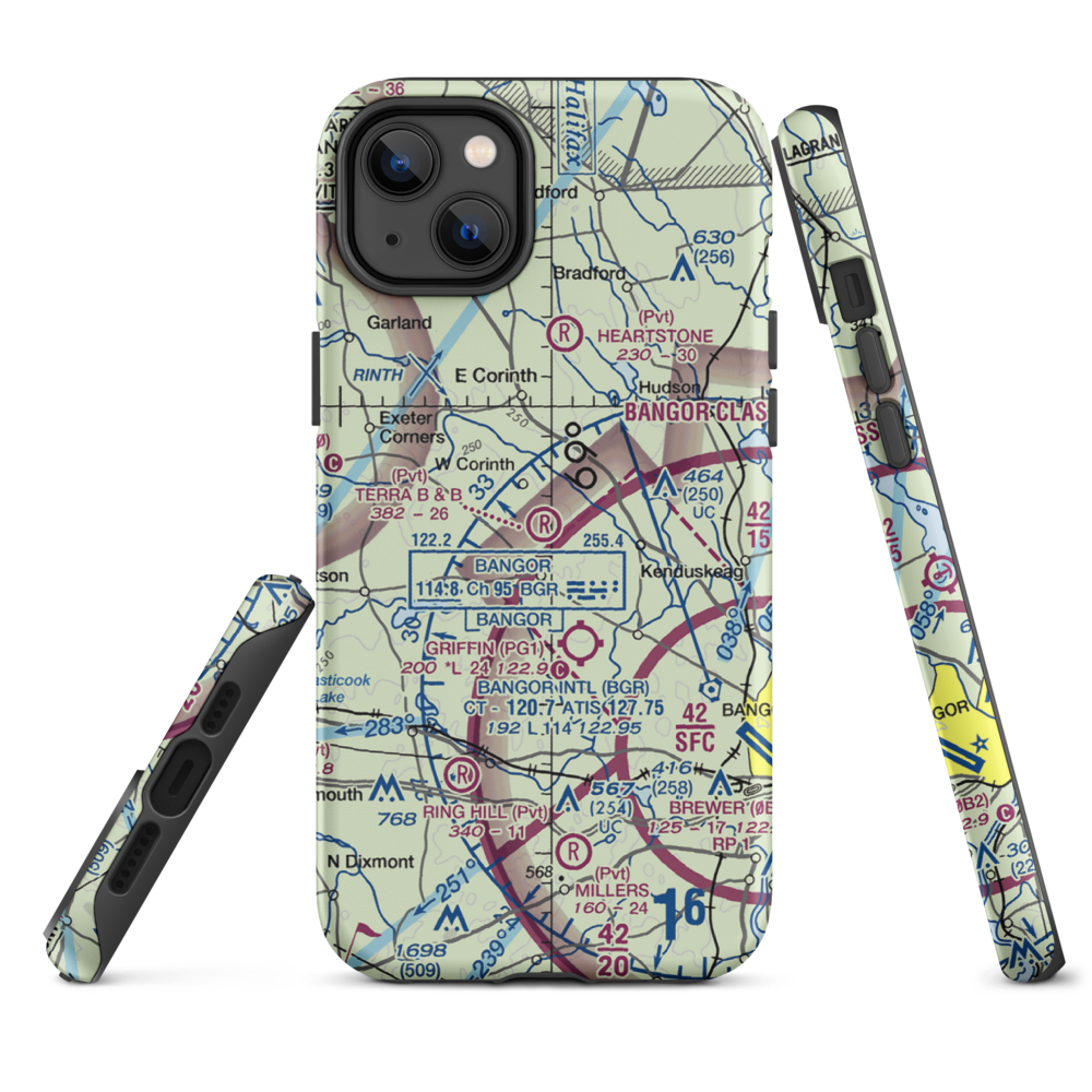 Terra B & B Airport (ME35) VFR Sectional  Tough iPhone Case iPhone 14 Plus model shown